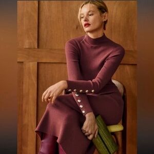 Sezane Hillary Dress Rosewood Size Large